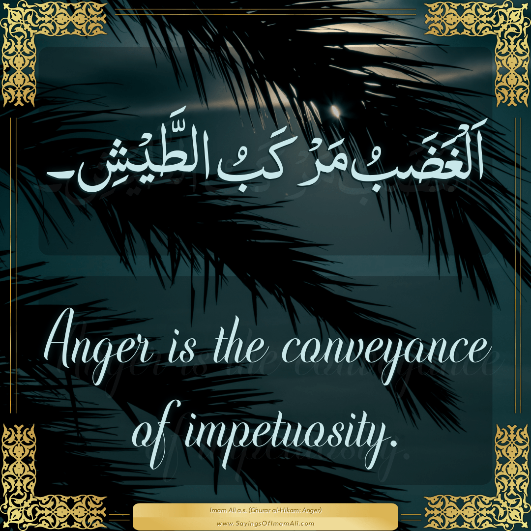 Anger is the conveyance of impetuosity.